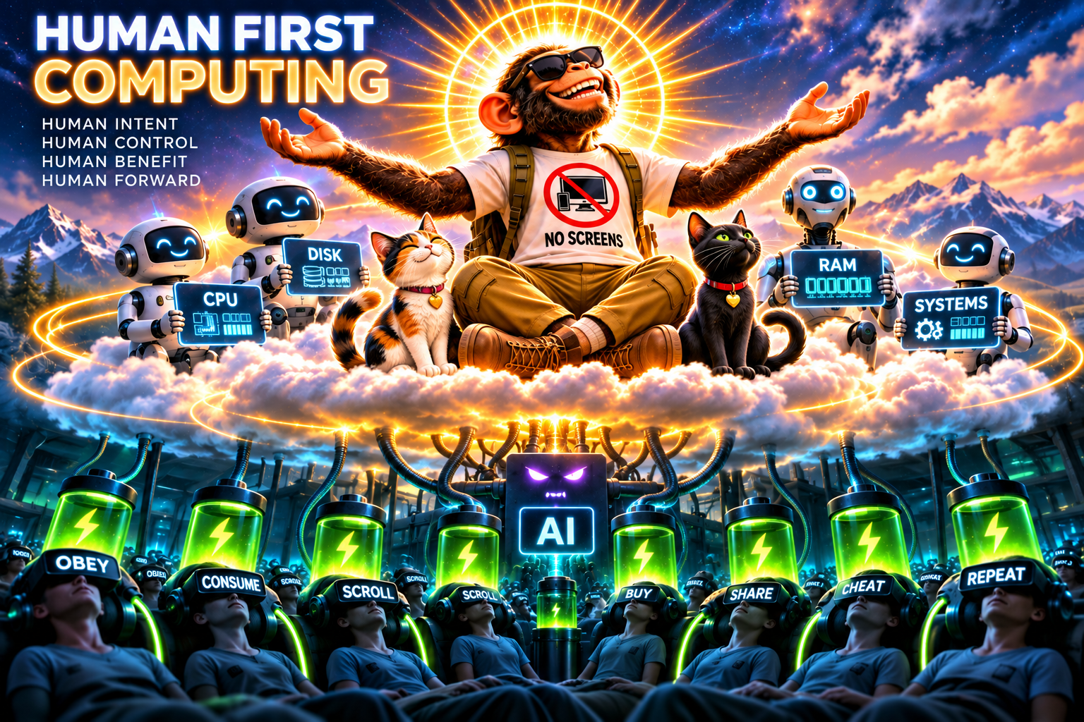 Human First Computing — ApeMan and his cats directing technology toward Human goals